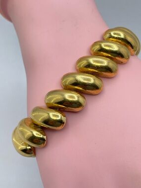 Vintage Napier Gold Tone Metal Chunky Link Bracelet Bold Statement Classic Retro